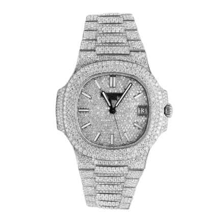 Patek Philippe Nautilus 5711 40mm Up Full 3000pcs Moissanite Pave Hongkong – Customize Diamod