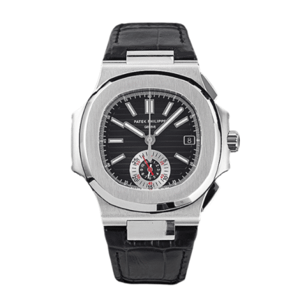 Patek Philippe Nautilus Chronograph 5980/1A-014 40.5mm Black Dial with Leather Strap – VIP Version