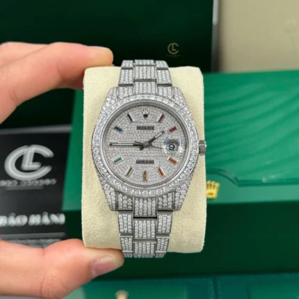 Rolex Datejust 41mm Insex Ruby Full Moissanite Hongkong – Customize Diamod